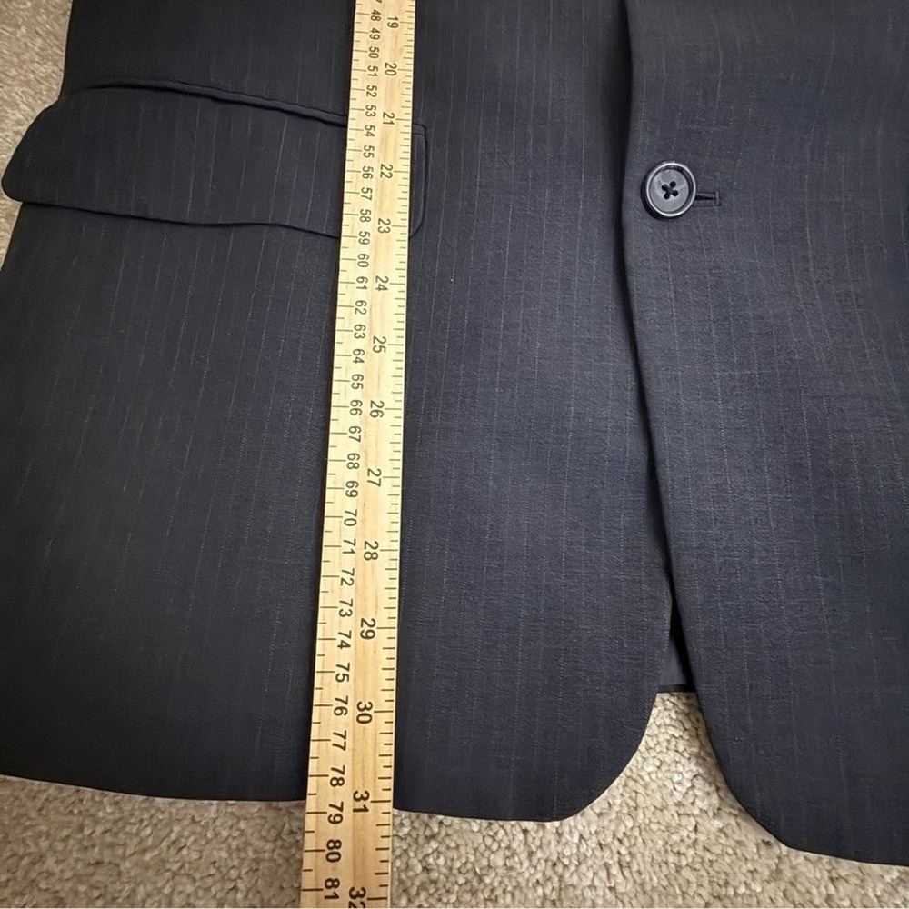 Tasso Elba Sport Coat Blazer 40R‎ Charcoal Gray Wool Pin Stripe - Picture 11 of 14
